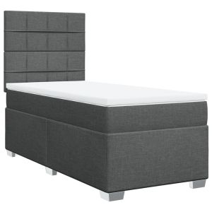 vidaXL cama box spring con colchón tela gris oscuro 90x200 cm