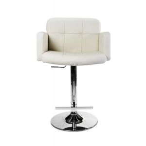 Taburete de bar con reposabrazos - pu crema 64-85 cm