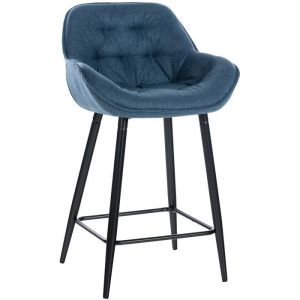 Taburete de bar tapizado azul - metal - 93,5 cm