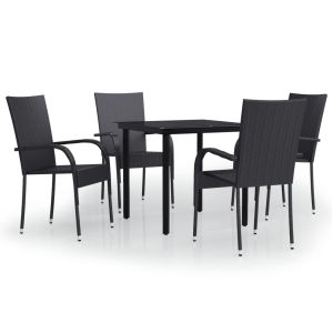 vidaXL juego de comedor de jardín 5 piezas negro
