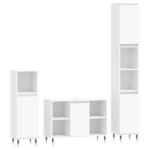 vidaXL juego de muebles de baño 3 pzas madera contrachapada blanco