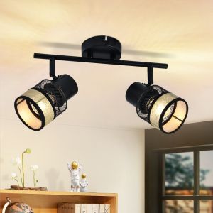 Nettlife lámpara  2 focos máx. Vintage metal E27 negro 25w 330° con