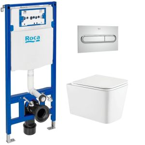 Pack cisterna roca duplo one y pulsador pl1 cr br con inodoro trend de kp