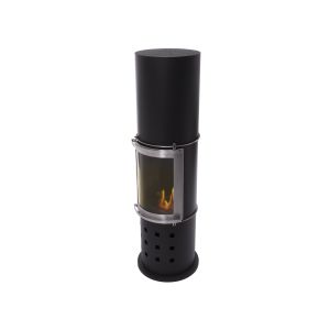 Estufa de etanol en acero negro con puerta corredera de cristal templado