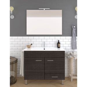 Mueble de baño samos, lavabo y espejo 90x45cm roble sinatra