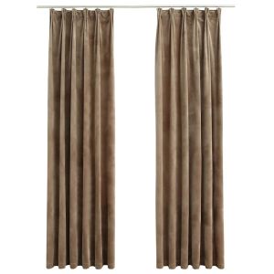 vidaXL cortinas opacas con ganchos 2 uds terciopelo beige 140x245 cm