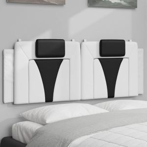 Cabecero de cama acolchado cuero sintético blanco negro 140 cm eso3931