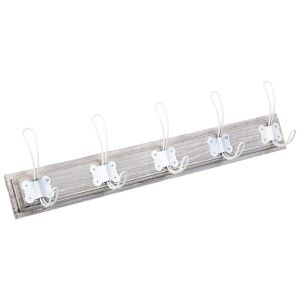 Percha de pared de madera con 5 ganchos 63x2.3x8h cm