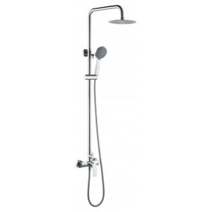 Columna de ducha extensible monomando con rociador redondo color cromo
