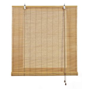 Estor de bambú, estor enrollable de bambú natural marrón claro, 60 x 175cm