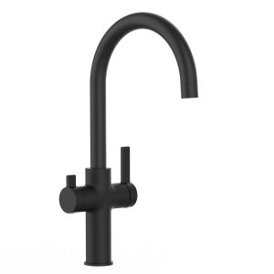 Grifo de cocina 3 vías negro Serie FC caño alto U giratorio 360°