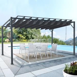 Pérgola de lamas orientables gris antracita 3x4 m
