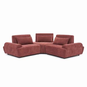 Sofá modular esquinero de 3 plazas con respaldo ajustable 231 cm rojo