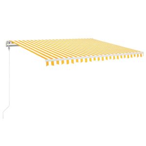 vidaXL toldo automático LED sensor de viento amarillo blanco 450x350cm