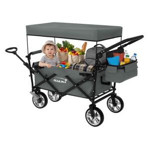 Carro de mano plegable con toldo gris transporte para la playa