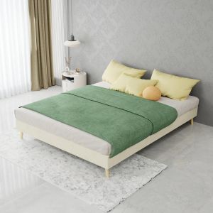 Cama tapizada 140x200cm con almacenaje terciopelo beige