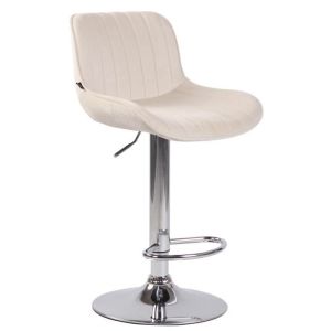 Taburete de bar vintage de terciopelo - beige - 86-108 cm