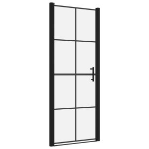 vidaXL puerta de ducha de vidrio templado negro 91x195 cm