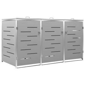 vidaXL cobertizo para tres contenedores basura acero 207x77,5x115 cm