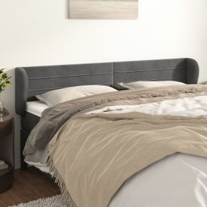 Cabecero de terciopelo gris oscuro 203x23x78/88 cm eso6157