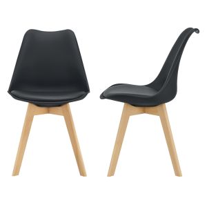 Juego de 2 sillas de comedor fläten  82x49x54cm polipiel - negro [en.casa]