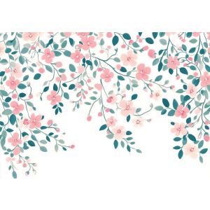 Papel pintado pared flores hojas 400x280 fotomurales dormitorio tnt