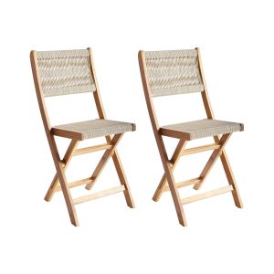 Conjunto de 2 sillas de jardín prossedi plegable madera de acacia beige
