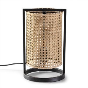 Lámpara de mesa isao de ratán natural, diámetro 20 cm