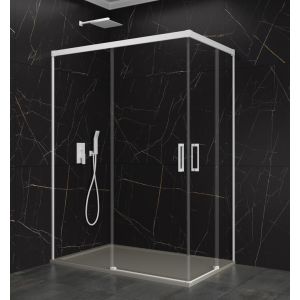 Mampara angular basic transparente blanco 140x100 cm