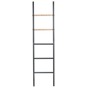 Escalera decorativa metal negro, madera