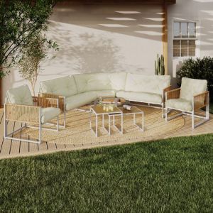 Conjunto de jardín bajo rio de 8 plazas - blanco beige