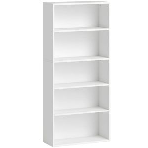 Librería 60x24x133.5 cm color blanco Homcom, oficina - muebles de oficina