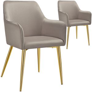 2 sillas de comedor, aspecto aterciopelado, reposabrazos, gris topo