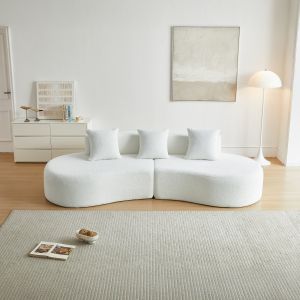 Sofá esquinero modular curvo blanco 3 plazas de tela para salón