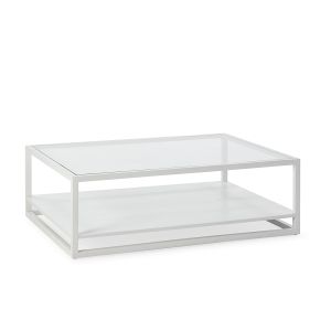 Mesa de centro 120x90x40 cristal, madera blanco