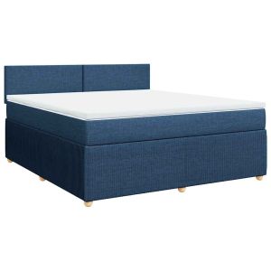 vidaXL cama box spring con colchón tela azul 180x200 cm