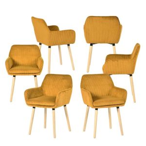 Sillas escandinavas de pana amarilla - lote 6 - 77 cm