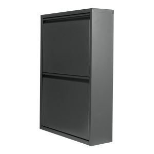 Zapatero sokndal con 2 puertas 71x50x15 cm metal - gris [en.casa]