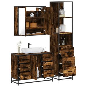 Set de muebles baño 3 pzas madera contrachapada roble ahumado esb5233