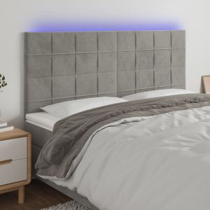 Cabecero con luces LED terciopelo gris claro 180x5x118/128 cm eso4018