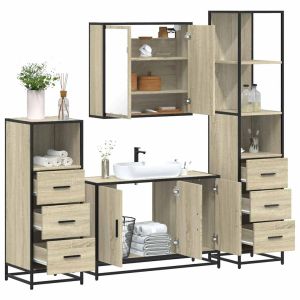 Juego de muebles de baño 4 pzas contrachapada roble sonoma esb6992