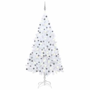 vidaXL árbol de navidad preiluminado con luces y bolas blanco 210 cm