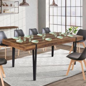 Mesa de comedor industrial de madera y metal - 200 cm