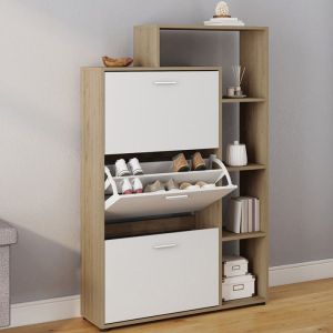 Mueble zapatero de 3 puertas blanco - 86,5 cm