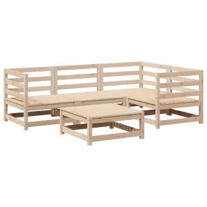 vidaXL juego de sofás de jardín 5 piezas madera maciza de pino