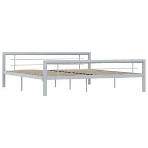vidaXL estructura de cama sin colchón metal gris y blanco 180x200 cm