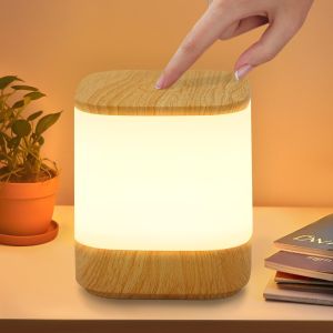 Nettlife lámpara de mesa LED madera 9.8x9.8 1w