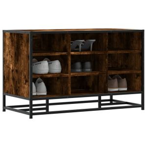 Banco zapatero madera de ingeniería roble ahumado 84x40x53,5 cm oif675139