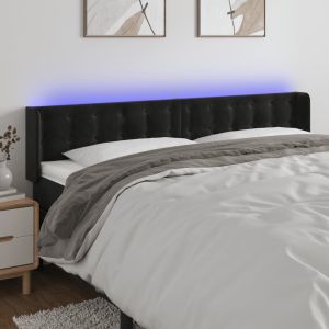 Cabecero con LED de terciopelo negro 203x16x78/88 cm eso6883
