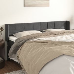 Cabecero de terciopelo gris oscuro 203x16x78/88 cm eso9284